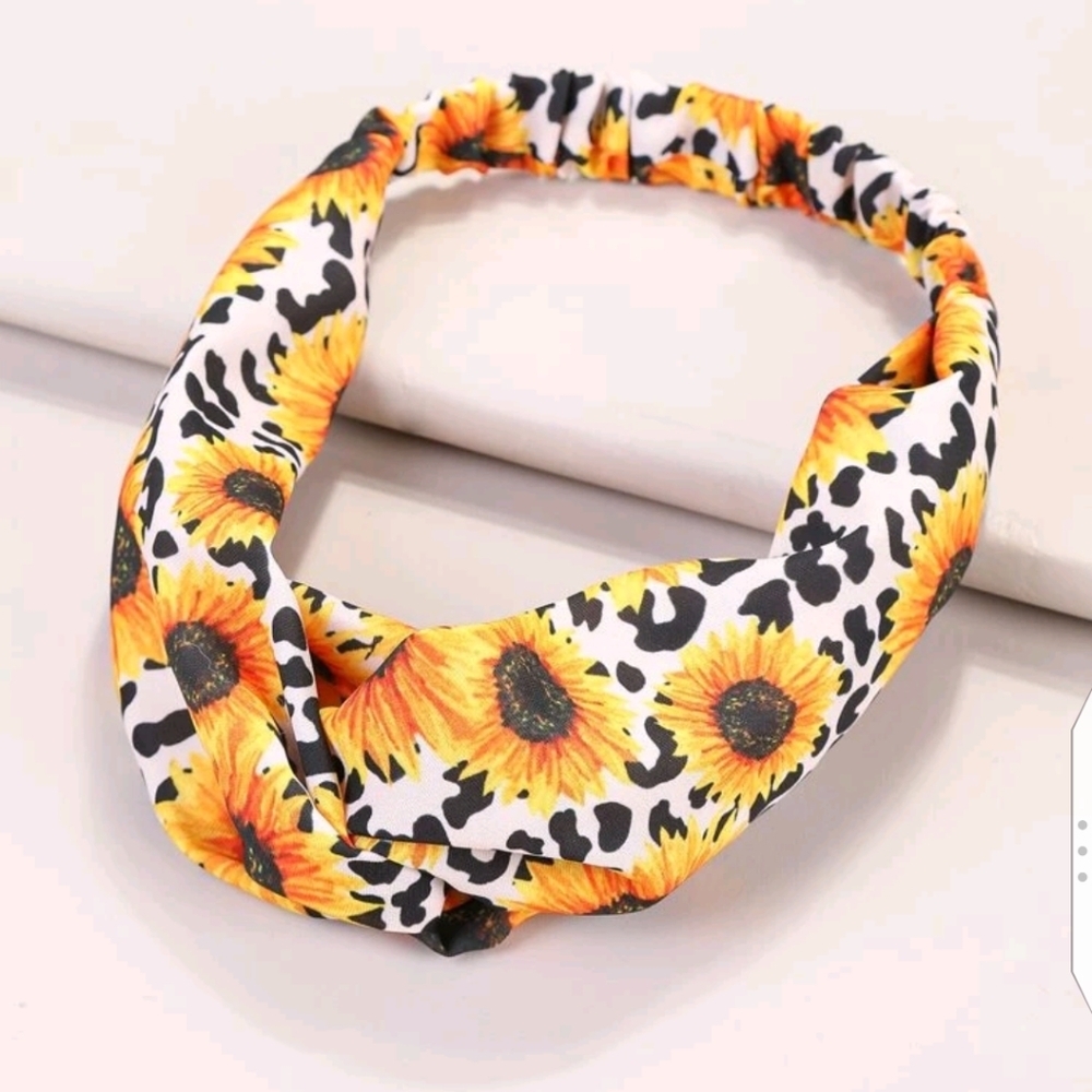 🆕🌻SUNFLOWER PRINT TWISTED HEADBAND